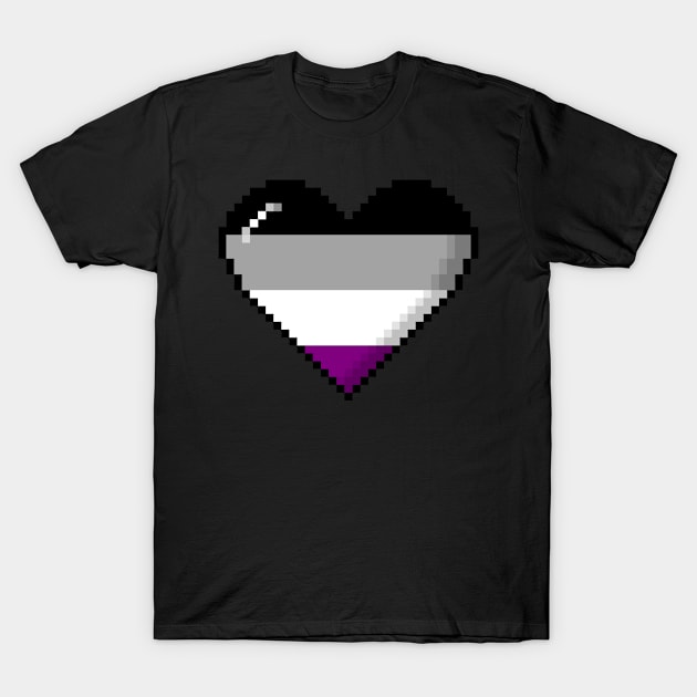 Asexual Pride Pixel Heart T-Shirt by wheedesign